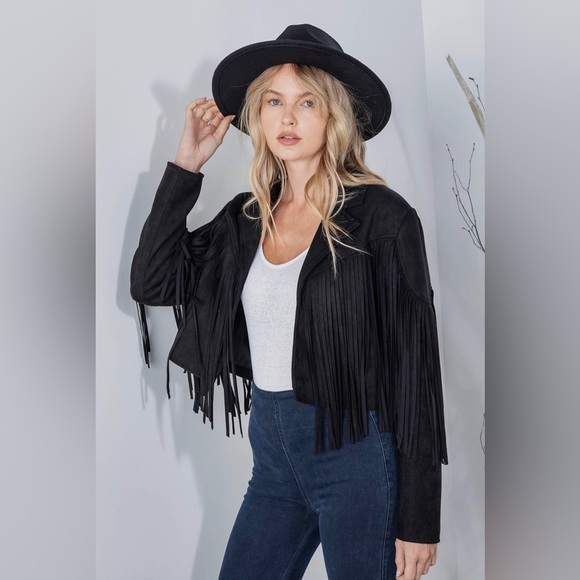 Jackets & Blazers - Fringe Collar Jacket